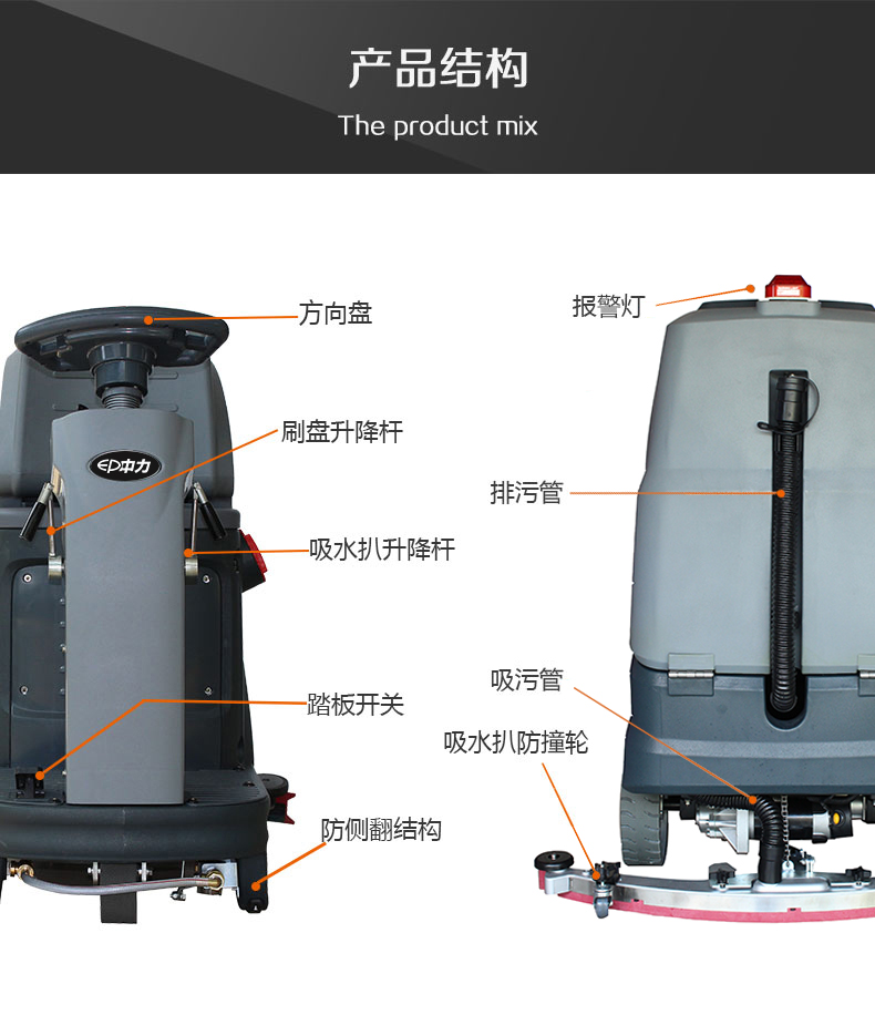 駕駛式洗地機結(jié)構(gòu)