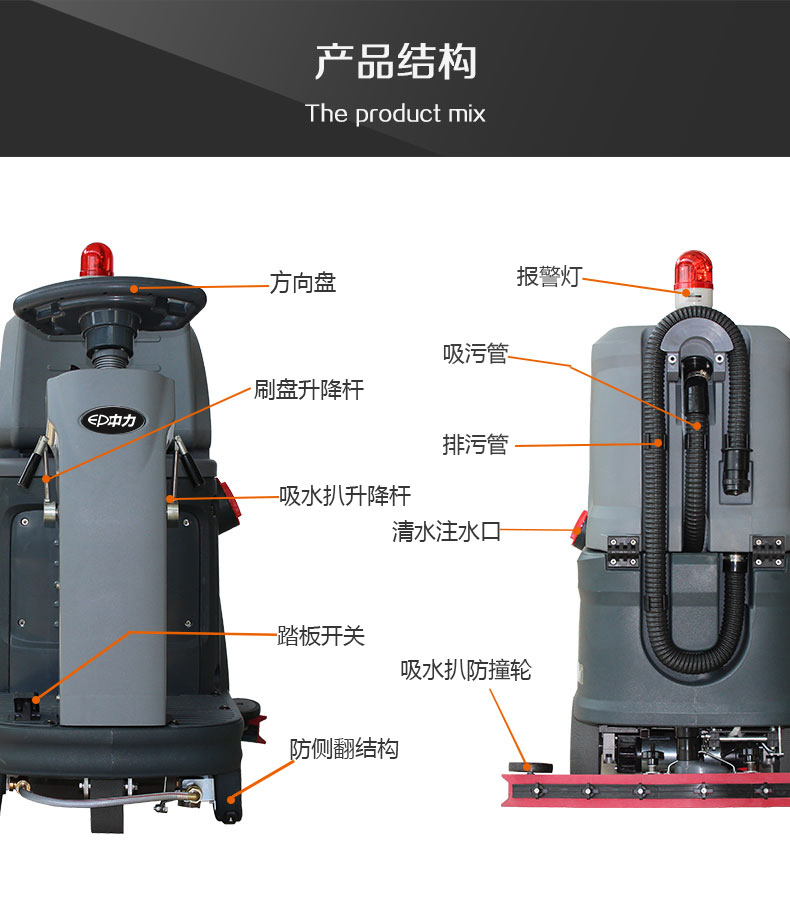 駕駛式中力洗地機(jī)產(chǎn)品結(jié)構(gòu)